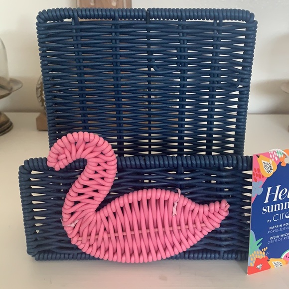 Hello Spring/ by Circa Kitchen Flamingo Napkin Holder Resin Wicker